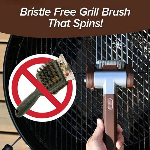 Rechargeable Electric BBQ Grill Brush with LED Light & Replaceable Heads | Stainless Steel